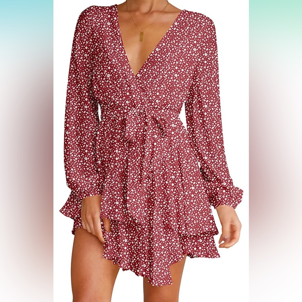 V-neck long sleeve dress